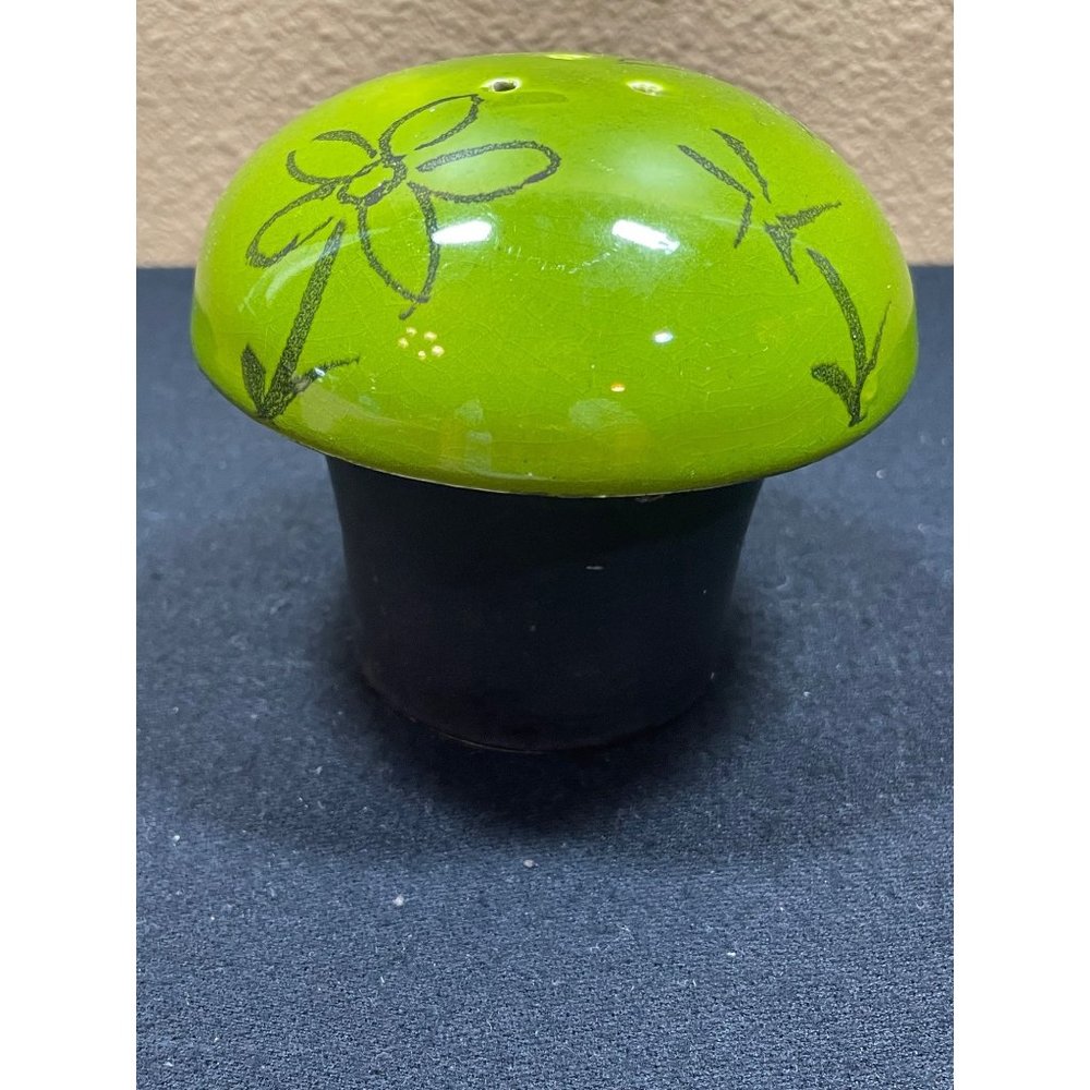 Ceramic Mushroom Shaker Vintage Pottery Parmesan Cheese Shaker Signed USA